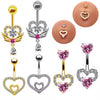 Body Piercing Jewelry Stainless Steel Heartshaped Navel Ring With Water Drop Pendant Electroplated