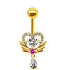 Body Piercing Jewelry Stainless Steel Heartshaped Navel Ring With Water Drop Pendant Electroplated