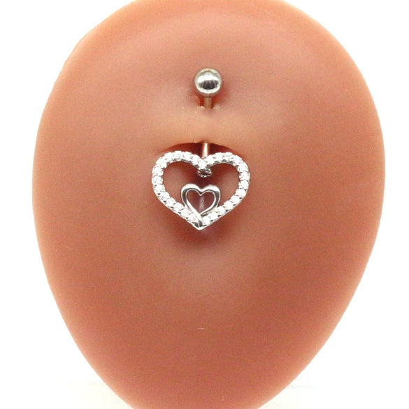 Body Piercing Jewelry Stainless Steel Heartshaped Navel Ring With Water Drop Pendant Electroplated