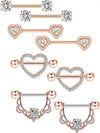 Body Piercing Jewelry Stainless Steel Nipple Ring Nail Suit With Crown And Star Pattern Electroplated