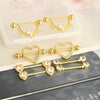 Body Piercing Jewelry Stainless Steel Nipple Ring Nail Suit With Crown And Star Pattern Electroplated