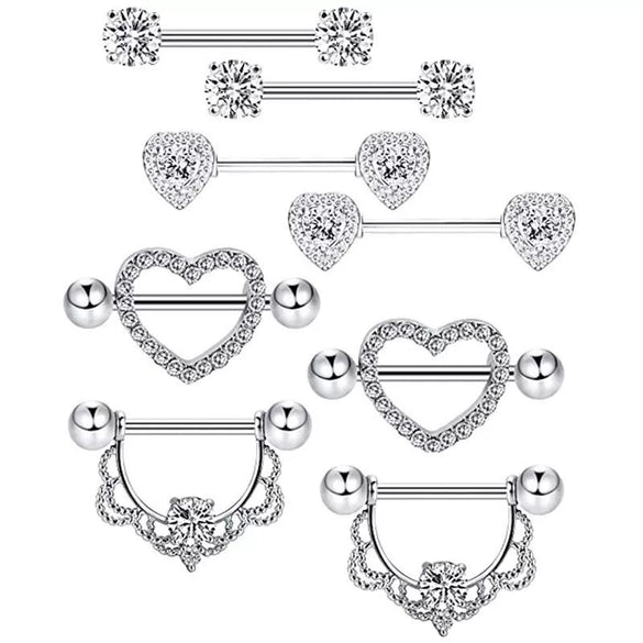 Body Piercing Jewelry Stainless Steel Nipple Ring Nail Suit With Crown And Star Pattern Electroplated