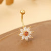 Body Piercing Jewelry Stainless Steel Snowflake Flower Navel Ring Electroplating For Women