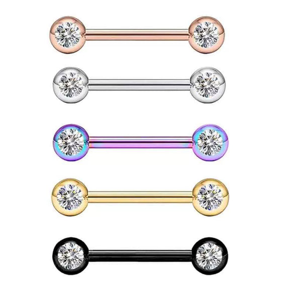 Body Piercing Jewelry Stainless Steel Star Pattern Frosted Drill Ball Nipple Ring Nipple Barbell Electroplated