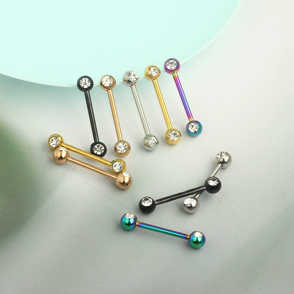 Body Piercing Jewelry Stainless Steel Star Pattern Frosted Drill Ball Nipple Ring Nipple Barbell Electroplated