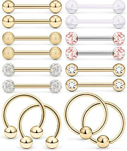 Body Piercing Jewelry Stainless Steel Tongue Ring Nipple Ring With Crown And Star Pattern Electroplated