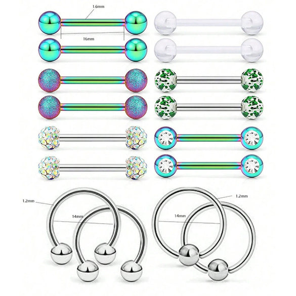 Body Piercing Jewelry Stainless Steel Tongue Ring Nipple Ring With Crown And Star Pattern Electroplated