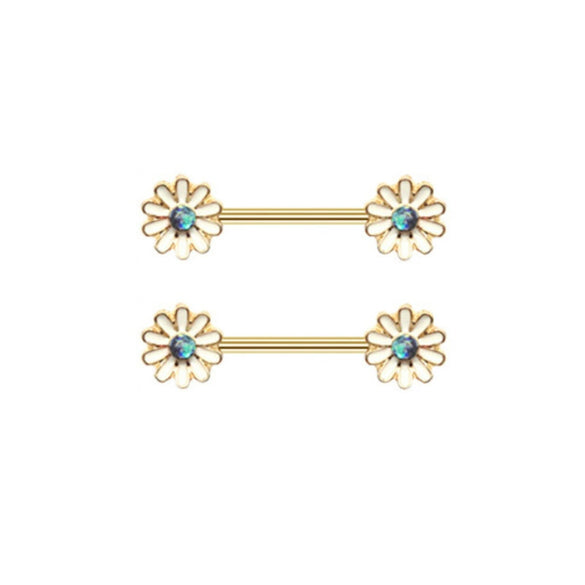Body Piercing Jewelry Zinc Alloy Geometric Sunflower Breast Ring Electroplated