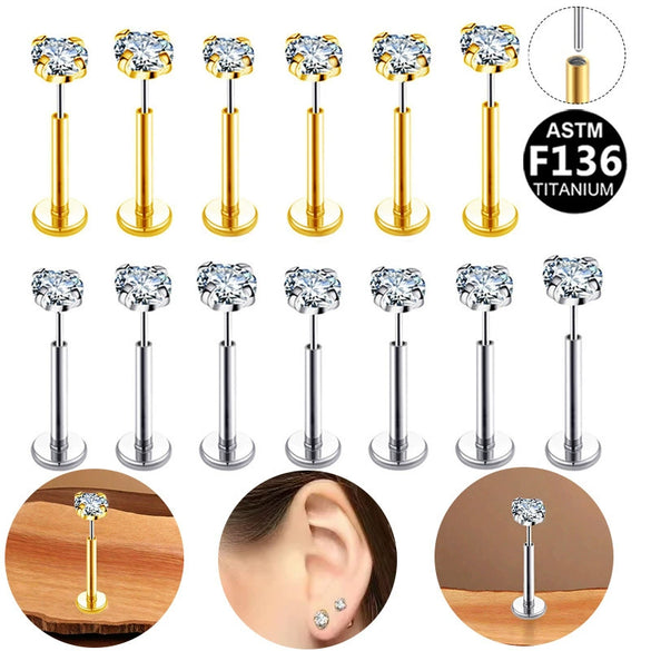 Body Piercing Lip Nail Ear Nail Pin Copper Stainless Steel Geometric Electroplating Unisex