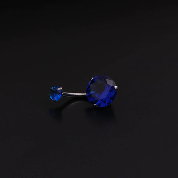 Body Piercing Stainless Steel Doubleheaded Round Zircon Navel Nail For Women With Geometric Pattern