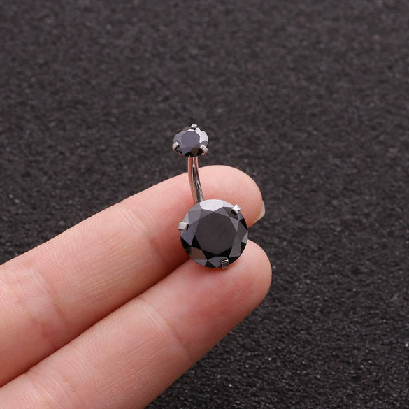 Body Piercing Stainless Steel Doubleheaded Round Zircon Navel Nail For Women With Geometric Pattern