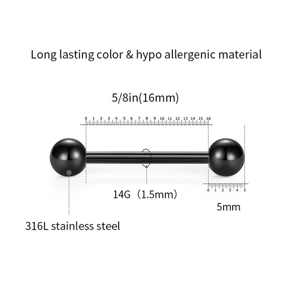 Body Piercing Stainless Steel Geometric Doubleheaded Ball Dumbbell Tongue Nail Breast Nail Ear Bone Nail Electroplated Unisex