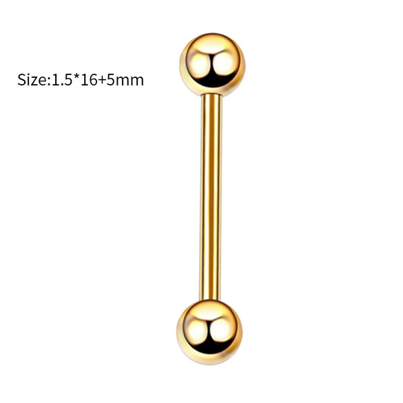 Body Piercing Stainless Steel Geometric Doubleheaded Ball Dumbbell Tongue Nail Breast Nail Ear Bone Nail Electroplated Unisex