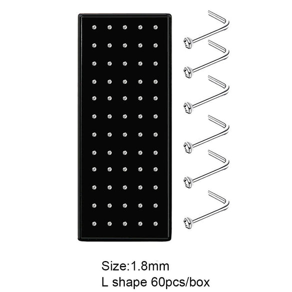 Body Puncture Stainless Steel Nose Nail Geometric Pattern Diamond Style Unisex