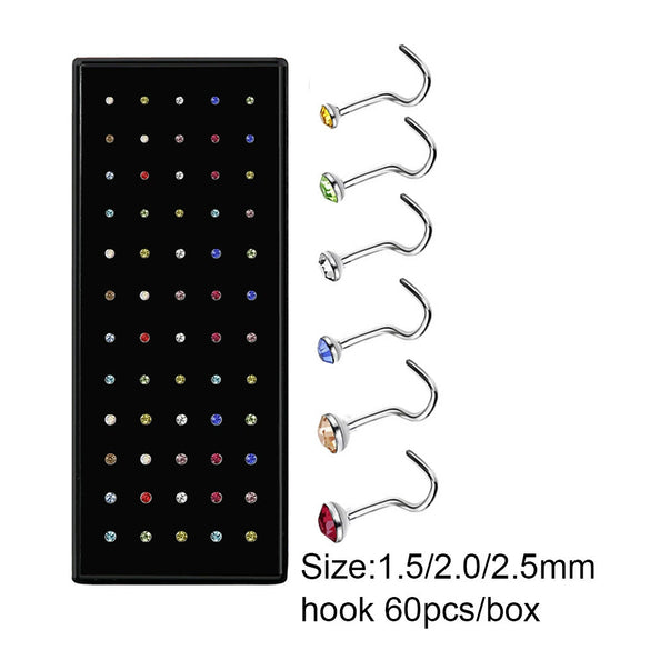 Body Puncture Stainless Steel Nose Nail Geometric Pattern Diamond Style Unisex