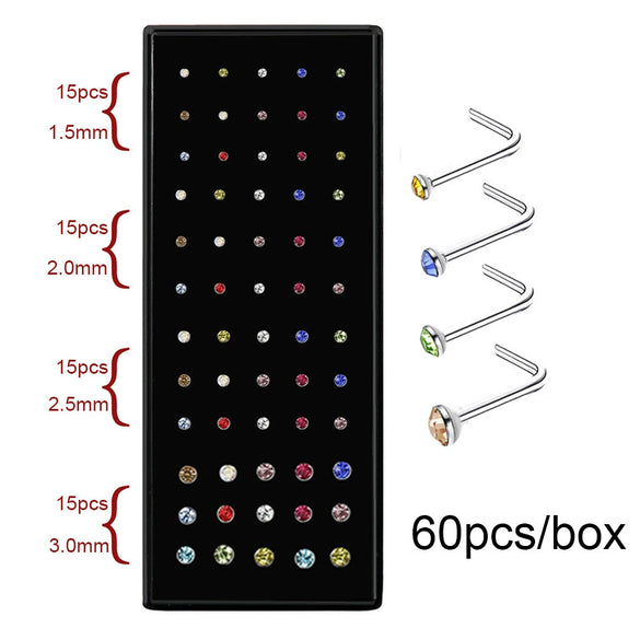 Body Puncture Stainless Steel Nose Nail Geometric Pattern Diamond Style Unisex