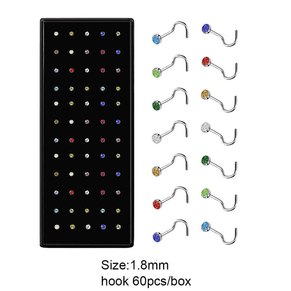 Body Puncture Stainless Steel Nose Nail Geometric Pattern Diamond Style Unisex