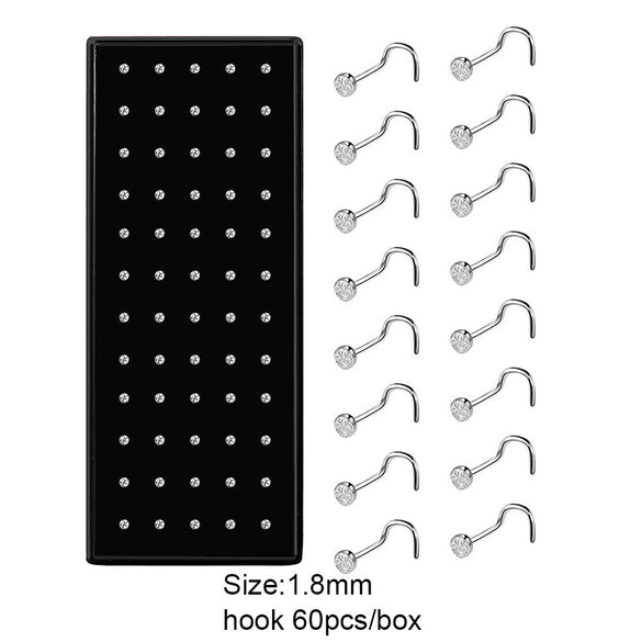 Body Puncture Stainless Steel Nose Nail Geometric Pattern Diamond Style Unisex