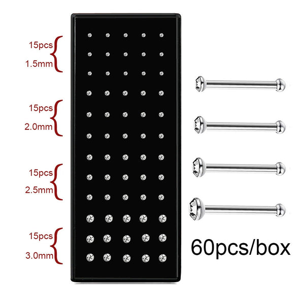 Body Puncture Stainless Steel Nose Nail Geometric Pattern Diamond Style Unisex