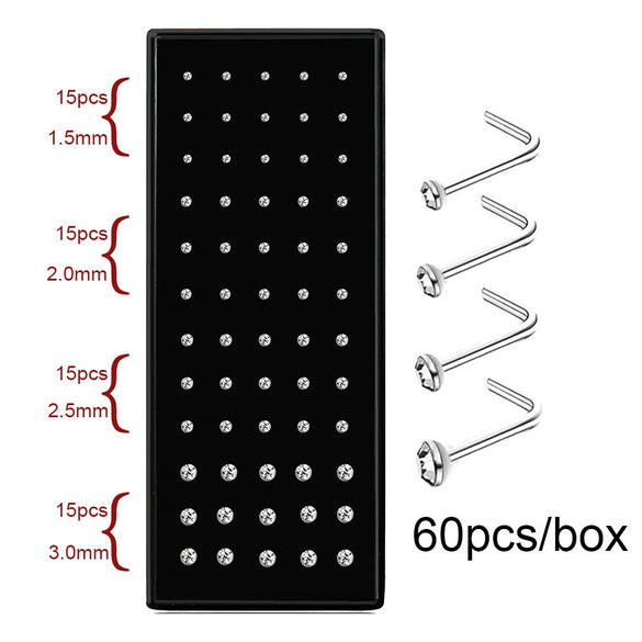 Body Puncture Stainless Steel Nose Nail Geometric Pattern Diamond Style Unisex