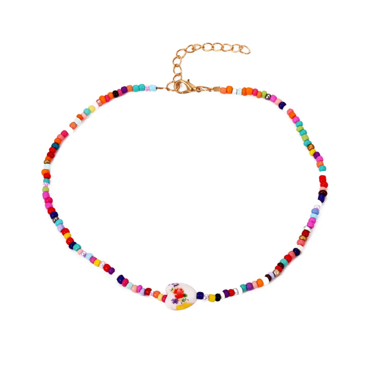 Bohemia Geometric Clashing Color Beaded Heart Necklace Wholesale Gooddiy