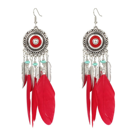 Bohemian Alloy Feather Earrings