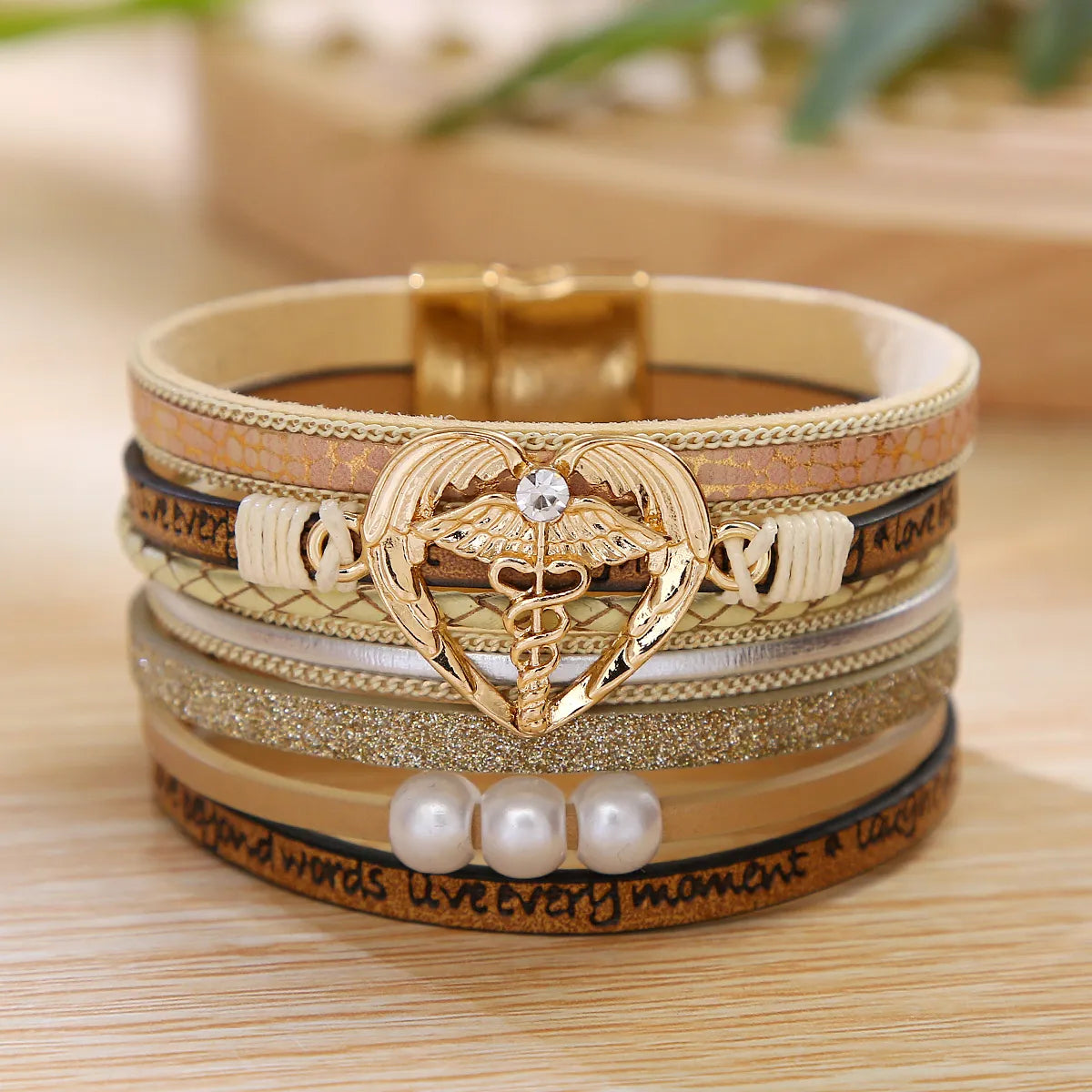 Bohemian Angel Life Tree Elephant Stainless Steel Pu Leather Alloy Layered Women's Bracelets