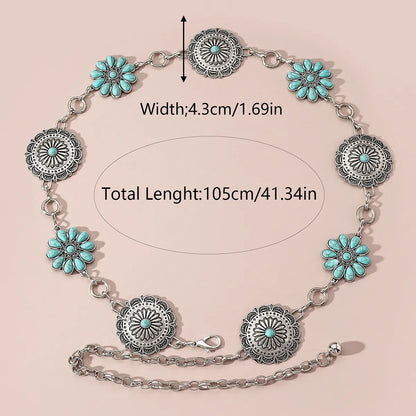 Bohemian Artistic Butterfly Zinc Alloy Inlay Turquoise Gold Plated Silver Plated Women'S Waist Chain