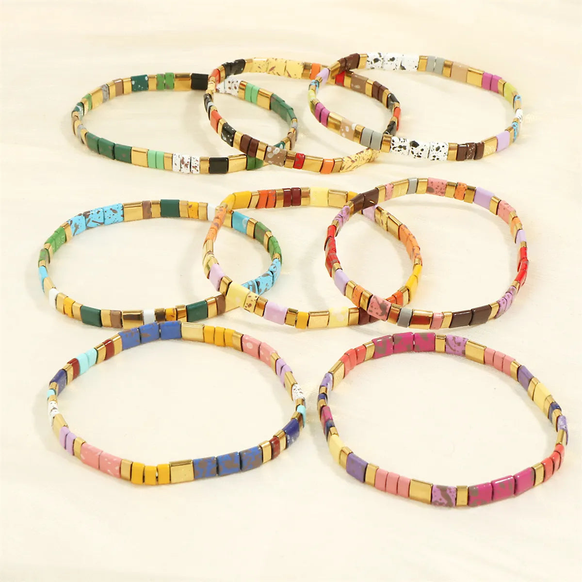 Bohemian Beach Square Copper 18k Gold Plated Bracelets In Bulk