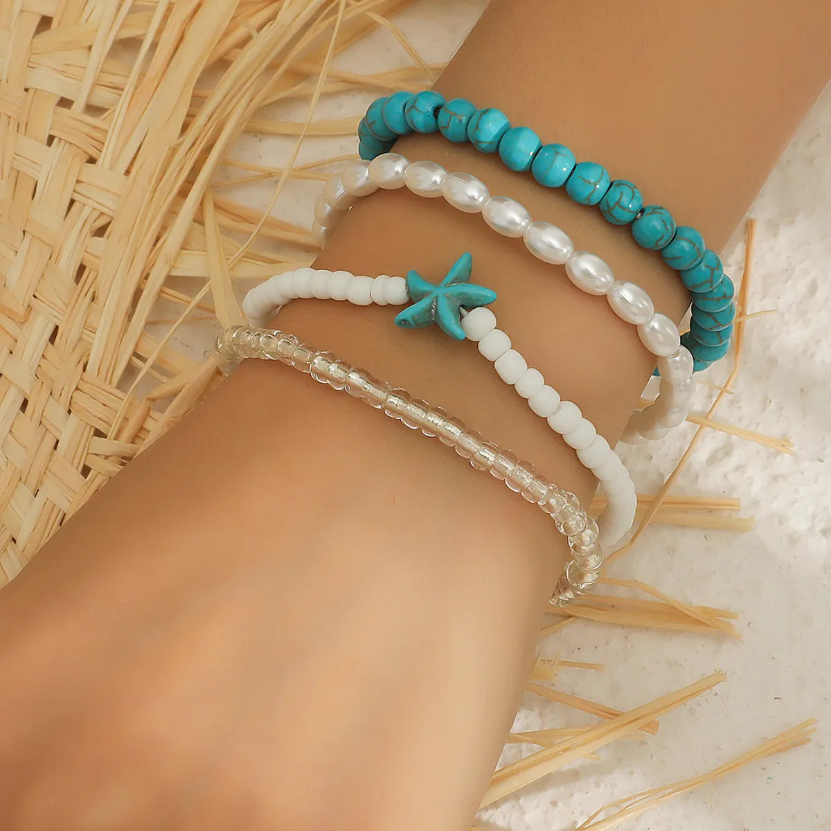 Bohemian Beach Tropical Starfish Turquoise Glass Seed Bead Wholesale Bracelets