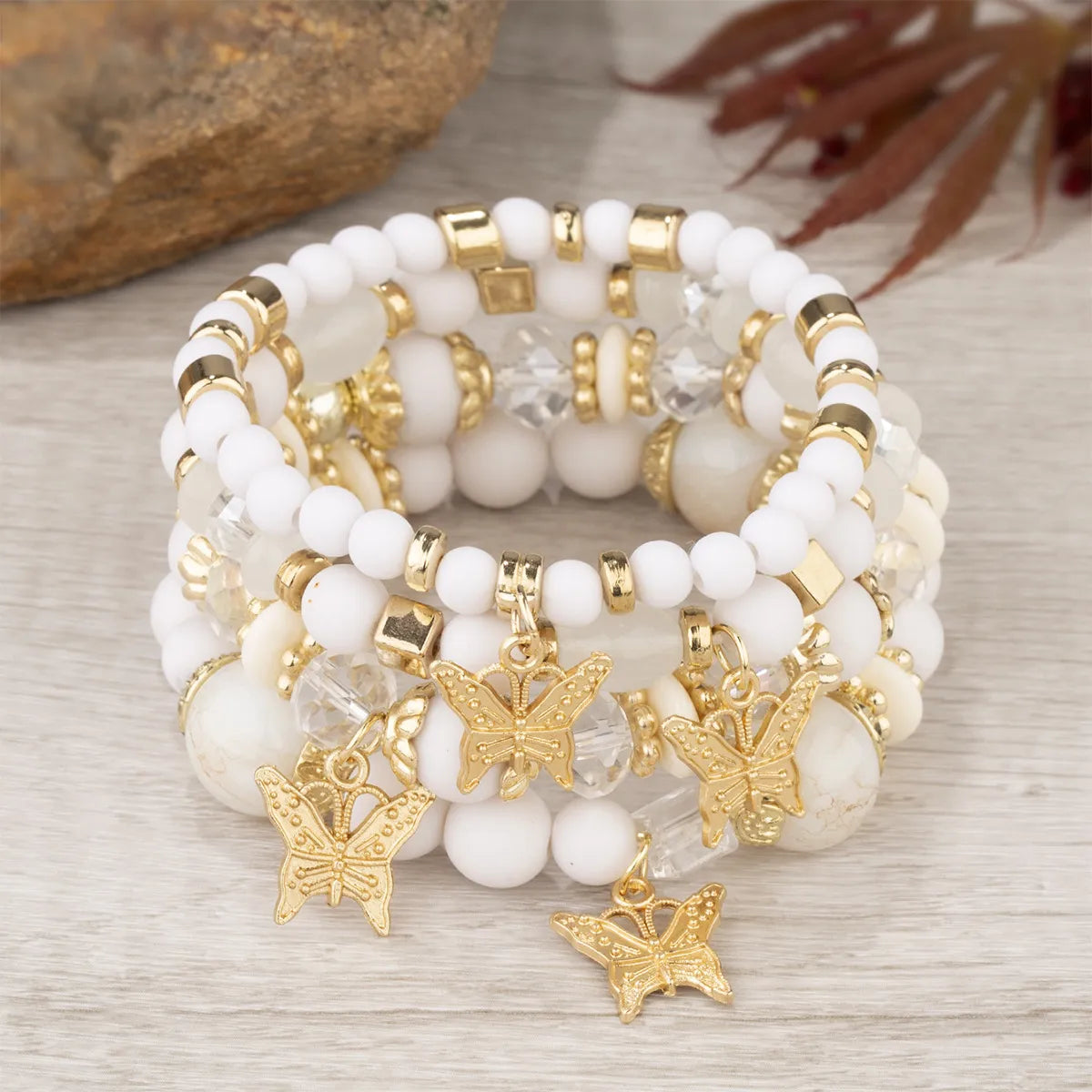 Bohemian Butterfly Arylic Alloy Plating Women's Bracelets