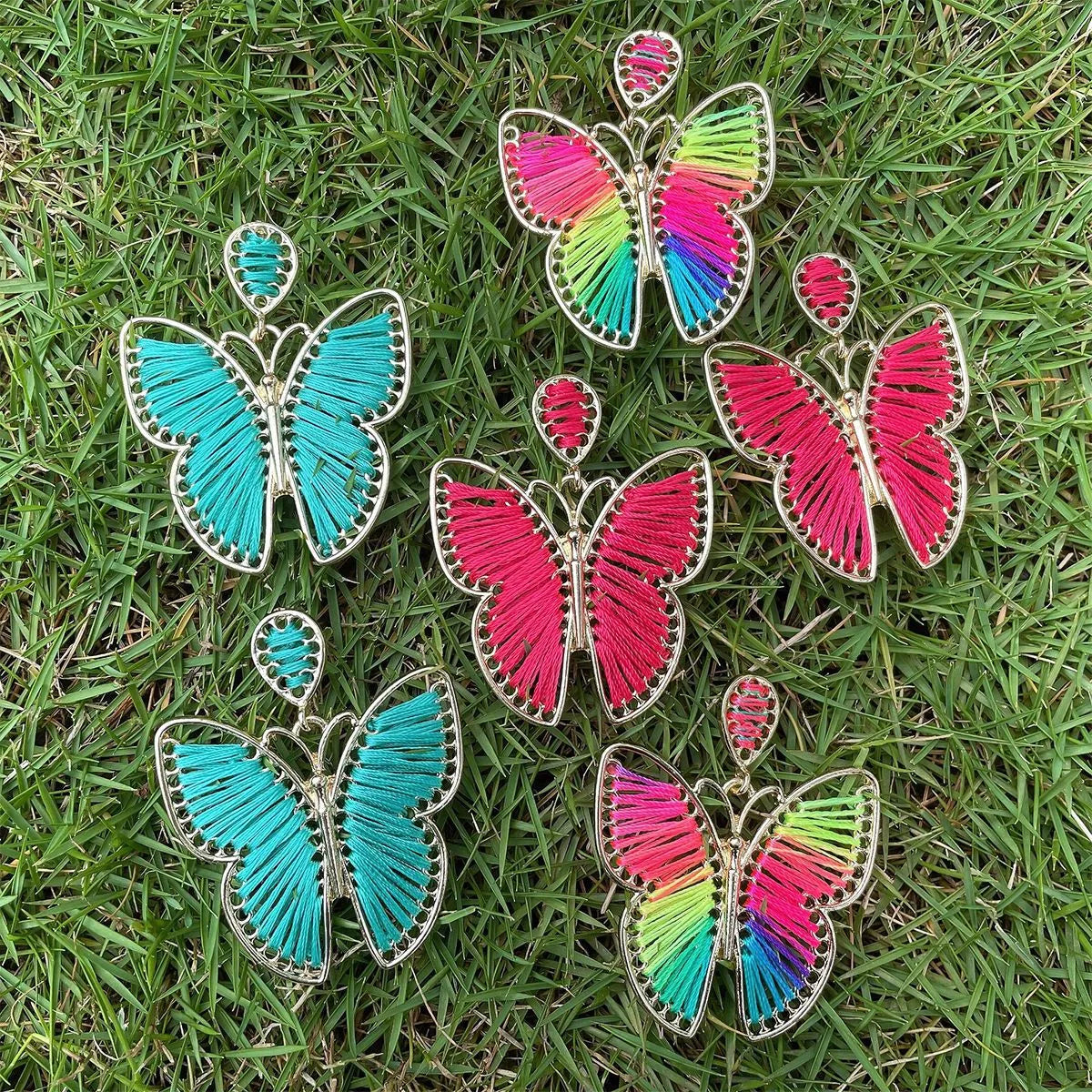 Bohemian Butterfly Cloth Metal Splicing Earrings