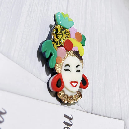 Bohemian Cartoon Character Arylic Women'S Brooches