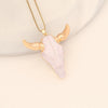 Bohemian Cattle Stainless Steel Gold Plated Resin Pendant Necklace