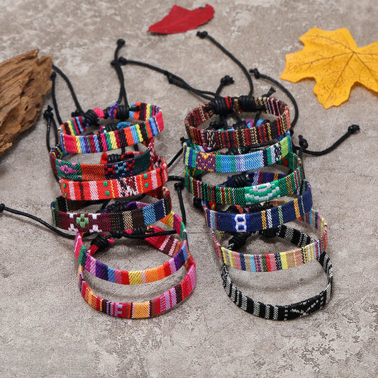 Bohemian Classic Style Color Block Rope Wholesale Drawstring Bracelets