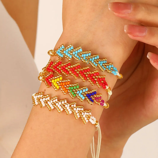 Bohemian Classic Style Geometric Glass Rope Wholesale Drawstring Bracelets