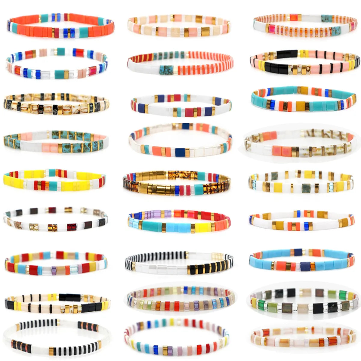 Bohemian Color Block Beaded Irregular Women'S Bracelets 1 Piece