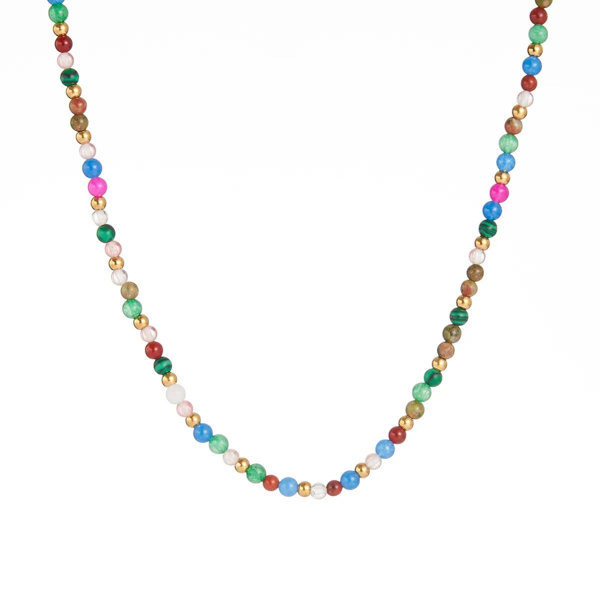 Bohemian Color Block Glass Titanium Steel Beaded Women's Necklace