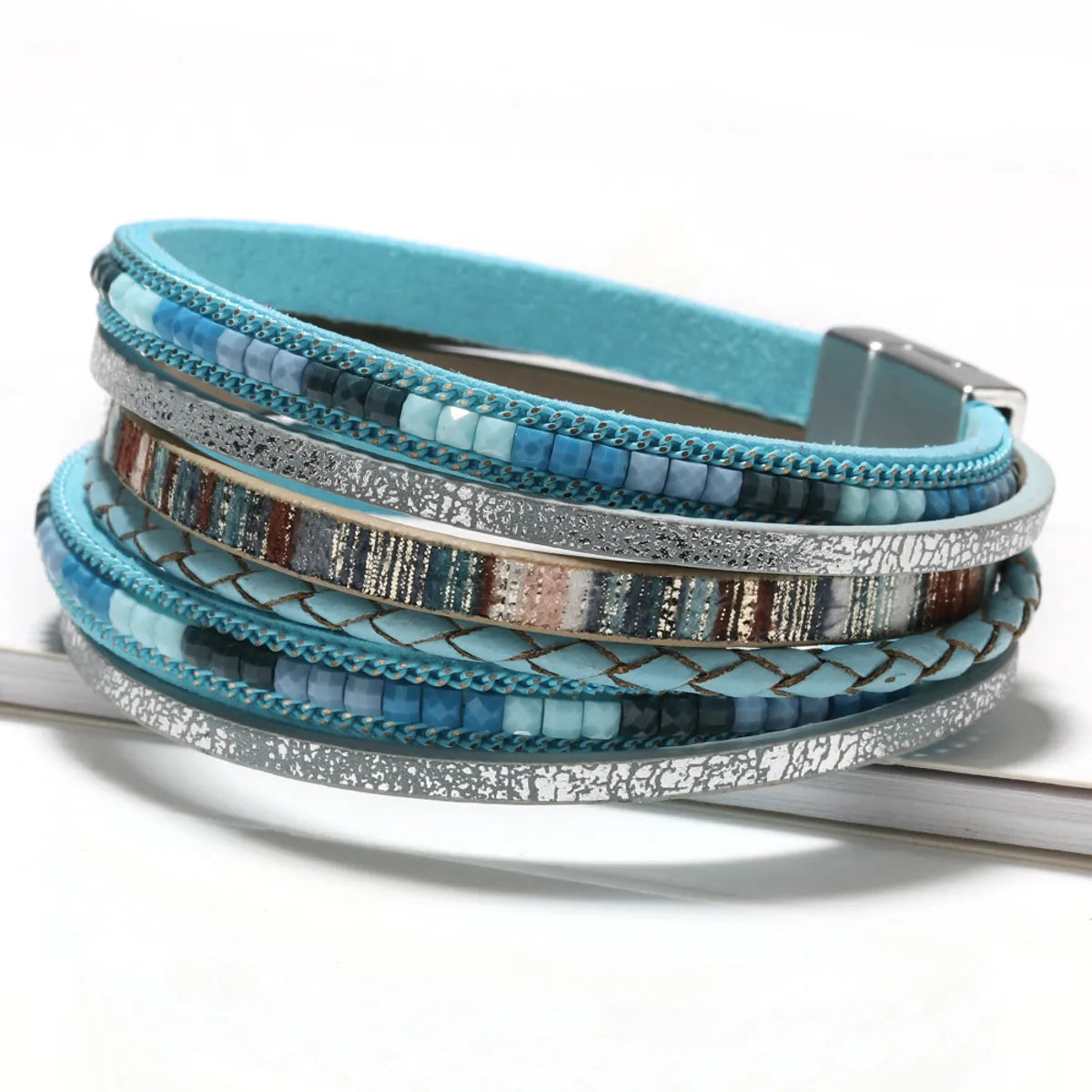 Bohemian Color Block Pu Leather Plating Women'S Bracelets