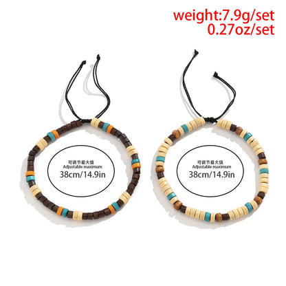 Bohemian Color Block Wood Wholesale Anklet