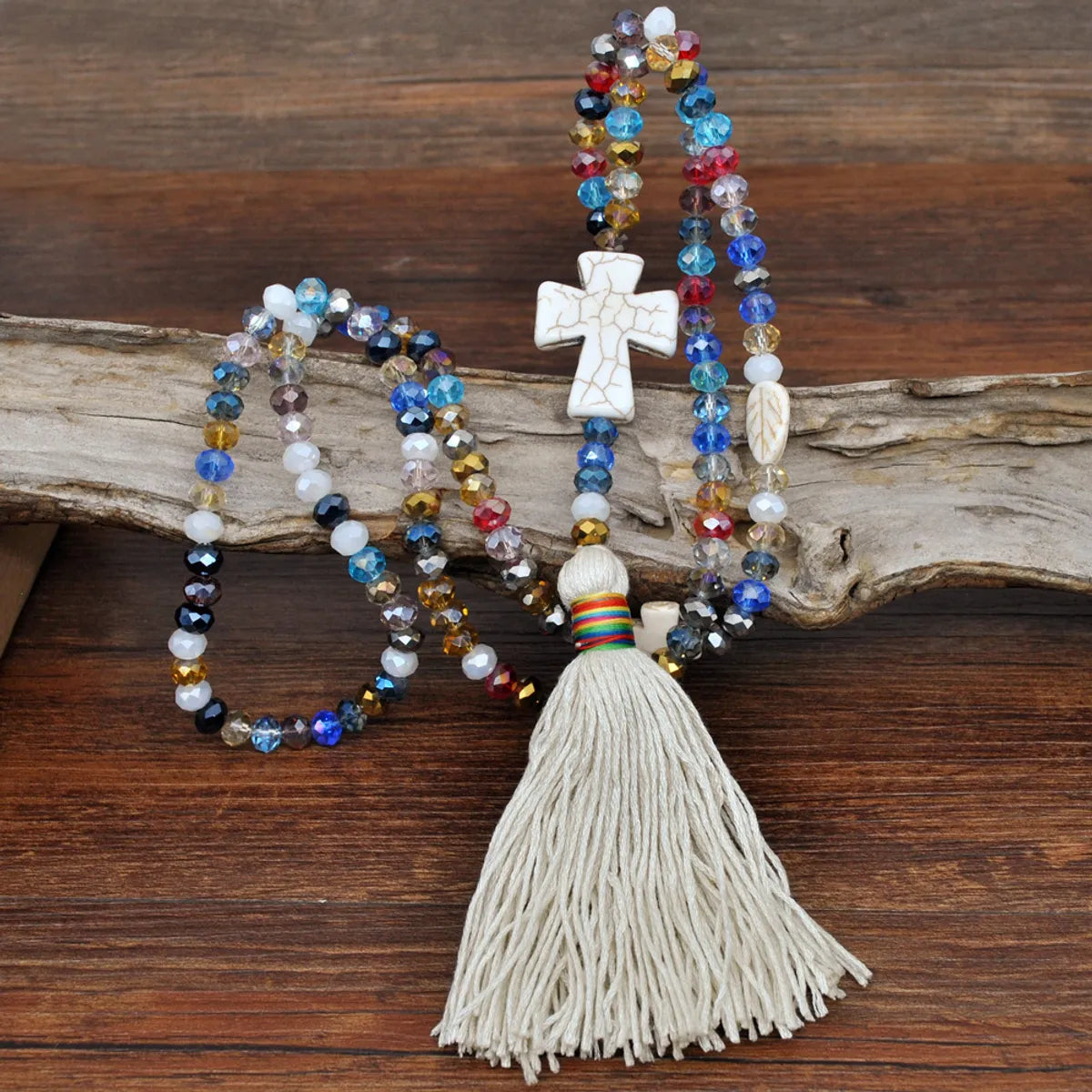 Bohemian Color Crystal Necklace Tassel Long Necklace