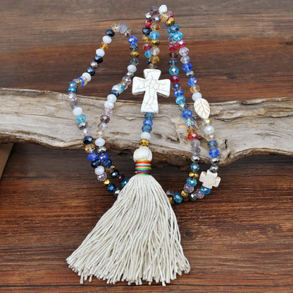 Bohemian Color Crystal Necklace Tassel Long Necklace