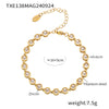 Bohemian Colorful Bead Zircon Necklace And Bracelet Titanium Steel Pvd Plated 18K Gold