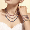 Bohemian Colorful Bead Zircon Necklace And Bracelet Titanium Steel Pvd Plated 18K Gold