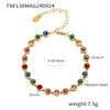 Bohemian Colorful Bead Zircon Necklace And Bracelet Titanium Steel Pvd Plated 18K Gold