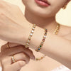 Bohemian Colorful Bead Zircon Necklace And Bracelet Titanium Steel Pvd Plated 18K Gold