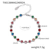 Bohemian Colorful Bead Zircon Necklace And Bracelet Titanium Steel Pvd Plated 18K Gold