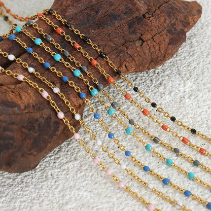 Wholesale Bohemian Colorful Titanium Steel Enamel Plating 18k Gold Plated Bracelets Necklace