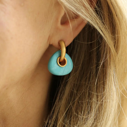 Bohemian Creative Triangle Turquoise Earrings Inlaid Natural Stone Earrings