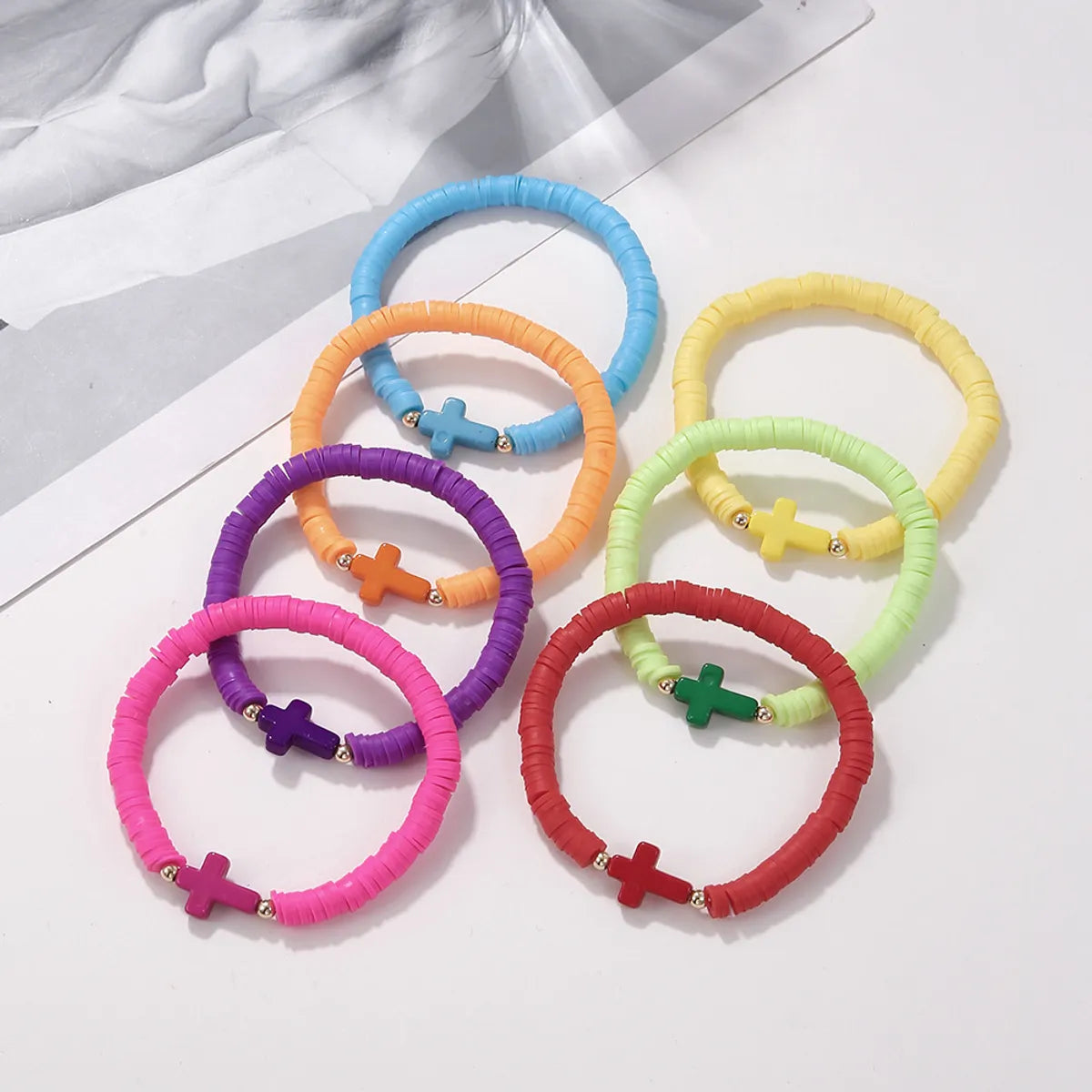 Bohemian Cross Solid Color Soft Clay Wholesale Bracelets